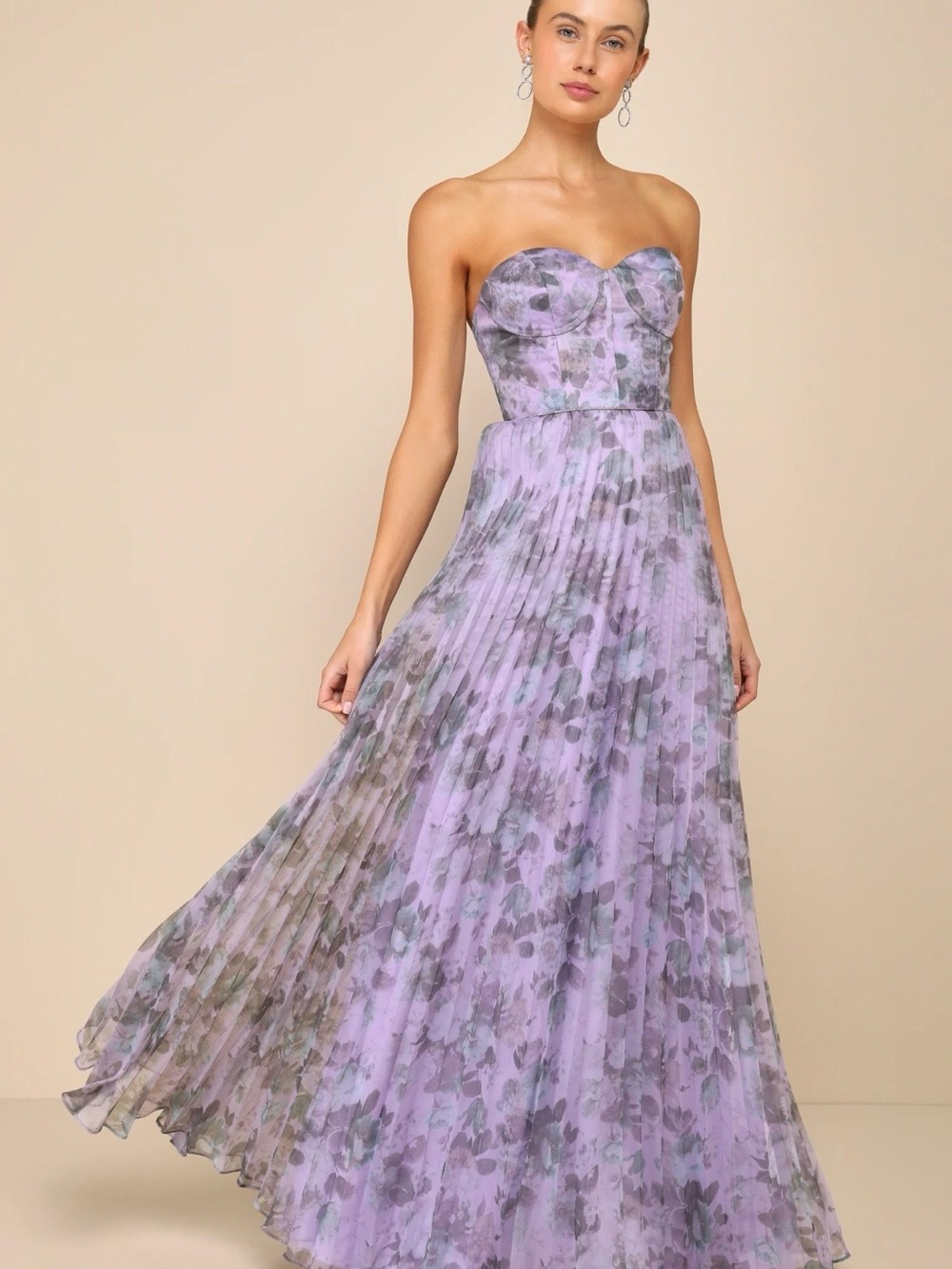 Lulus Most Beautiful Day Purple Multi Floral Print Organza Maxi Dress